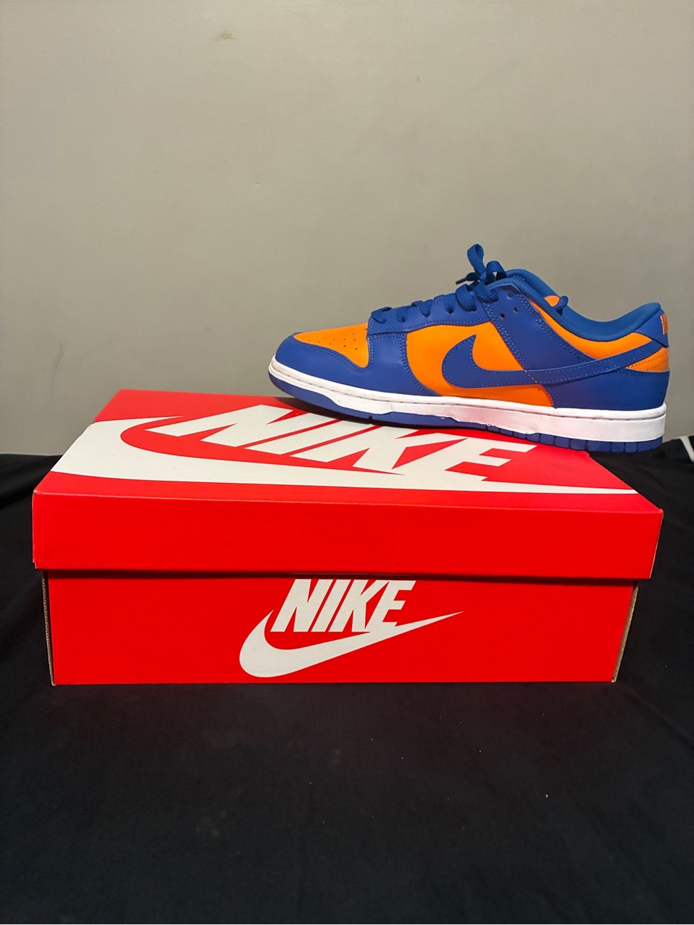 Size 11 Nike Low-Top Sneakers in Bright Blue and Vibrant Orange